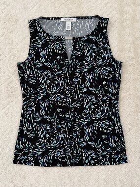 White House Black Market Black
Abstract Swirl Print Sleeveless
Shell Top